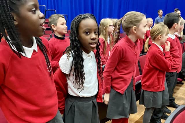 Pupils taking part in The Beatles Singing Days at The Cresset.