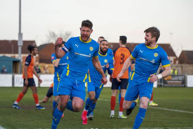 Richard Jones scorted twice for Peterborough Sports at Hitchin. Photo: James Richardson.