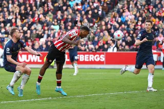 Ivan Toney opens the scoring for Brentford against Burnley. Photo: Catherine Ivill/Getty Images.