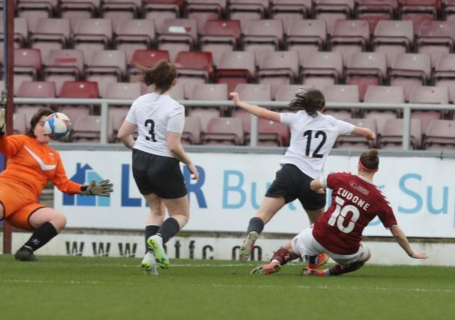 Leah Cudone scores for the Cobblers