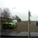 The Lamborghini in the moments before and after the crash