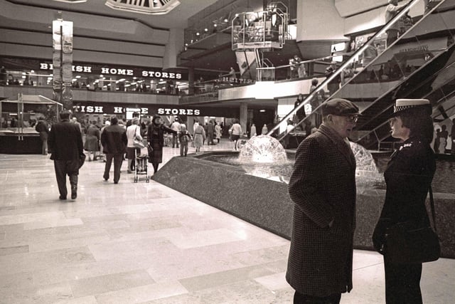 Chris Porsz took this picture of Patricia (Tricia) Last,  giving a shopper directions in Queensgate in 1982.