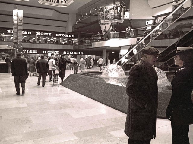 Chris Porsz took this picture of Patricia (Tricia) Last, giving a shopper directions in Queensgate in 1982.