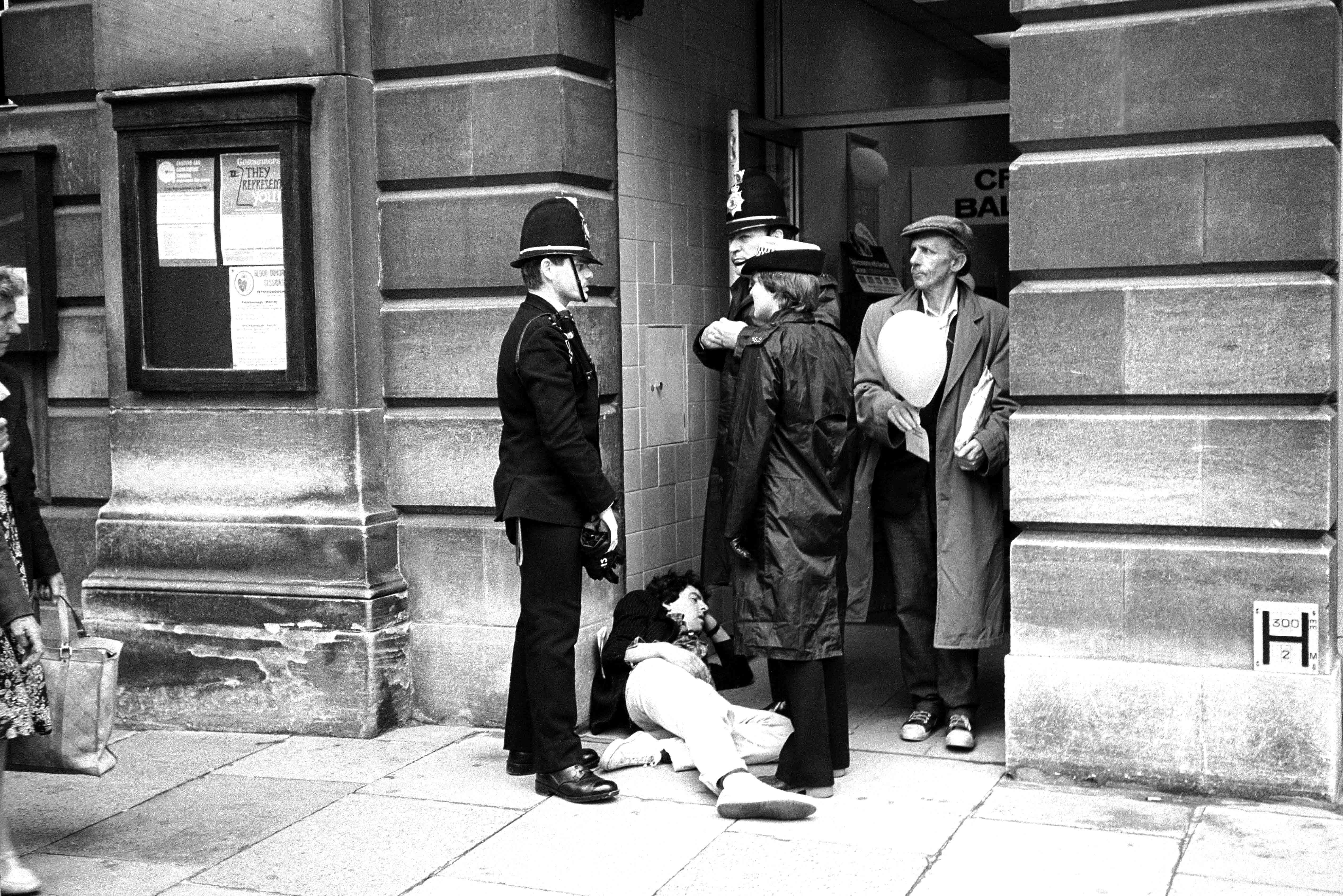 Dealing with an incident in Bridge Street  was Leigh Kitchen (far left) and Patricia (Tricia) Last, who served as a PC with Cambridgeshire Constabulary for 30 years
