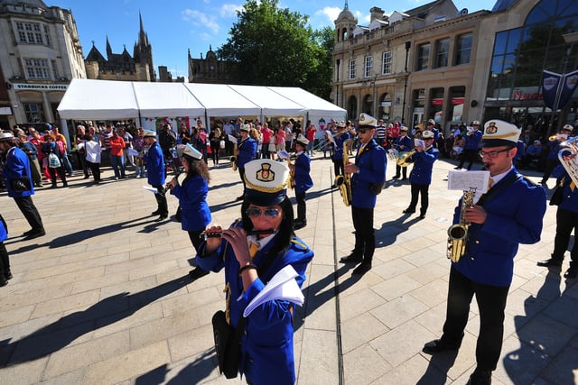 The sights and sounds of the 2013 Italian Festival taking place in Peterborough City Centre  with the Gran Cocerto Bandistico marching band  preforming ENGEMN00120130922164501