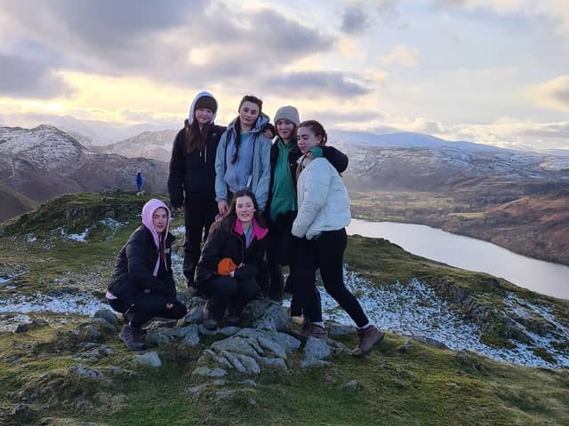 Eleanor, Sophie, Evie, Isabelle, Caileigh and Amelia on during their Lake District trek.