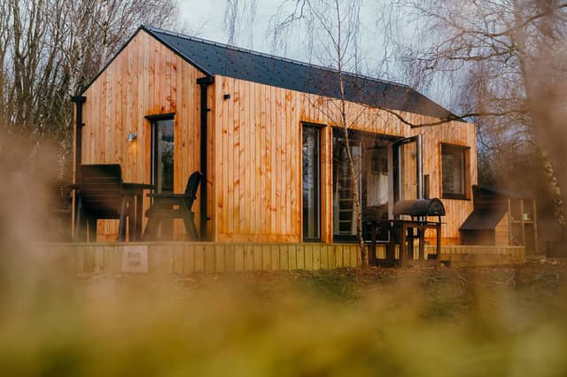 The cabin sleeps up to four people.