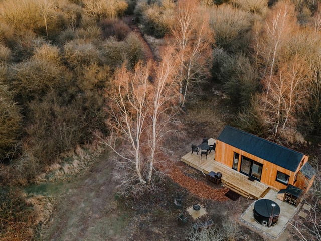 The cosy cabin is located as if straight from a storybook.