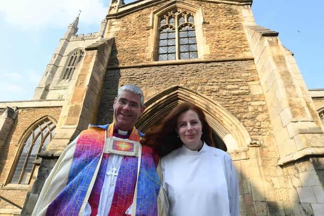 Bishop of Brixworth The Right Revd John Holbrook at the induction of Revd Michelle Dalliston as Vicar of Peterborough at St John's Church, Cathedral Square. EMN-220320-171210009