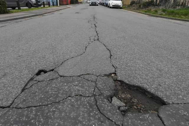 Potholes on Sturrock Way in Peterborough.