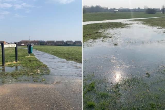 Water has been running into the field for hours.