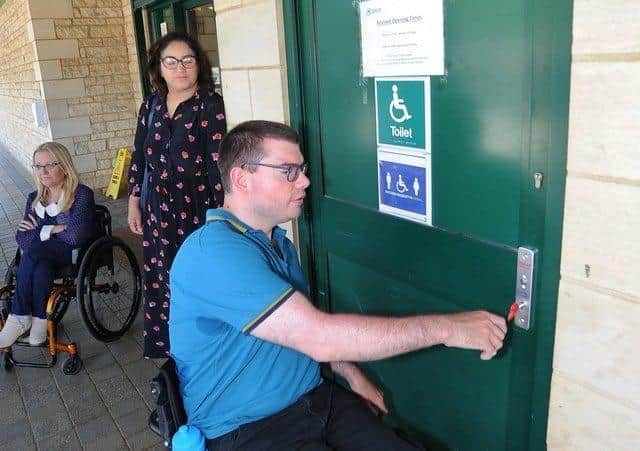 Graham Barnes trying to access the Changing Places toilet at Car Haven Car Park