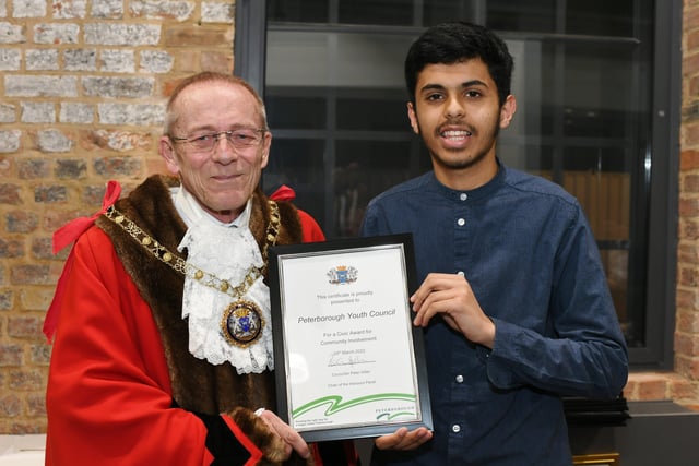 Community Involvement award to a member of the Peterborough Youth Council. EMN-220325-095733009