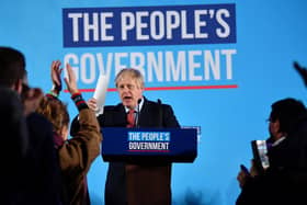 Britain's Prime Minister and leader of the Conservative Party, Boris Johnson speaks during a campaign event in  2019. (Photo by BEN STANSALL/AFP via Getty Images)