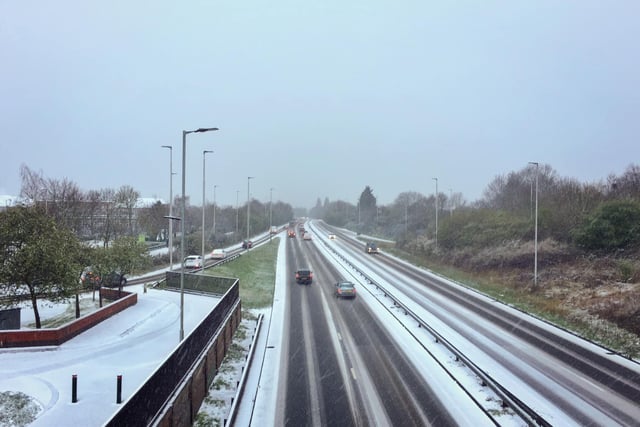 Snow on the Frank Perkins Parkway this morning. Pic: Andy Hutchcraft