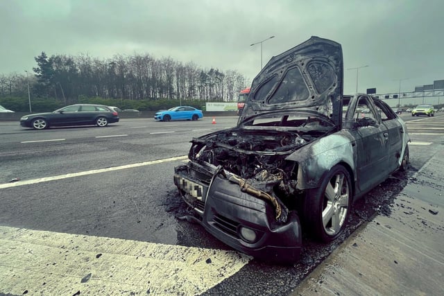 This vehicle caught fire on the motorway. The BCH Road Policing Unit have warned drivers caught taking photos and videos of the fire that taking photos or videos whilst driving is now a criminal offence - resulting in six points and £200 fine.