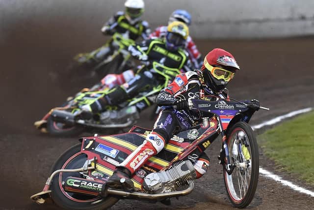 Michael Palm Toft leads the way for Panthers in heat one against Ipswich.  Photo: David Lowndes.