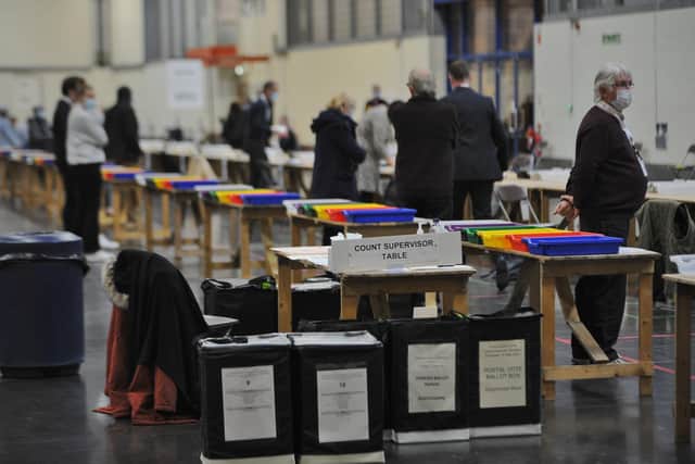 The 2021 election count at the East of England Arena.