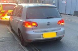 Driver stopped after his child was seen unrestrained in the rear of the vehicle -standing on the seat. Driver reported.