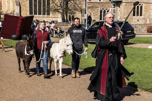 The Palm Sunday procession at Peterborough Cathedral. Photo: Graham Williams.
