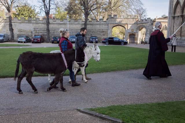 The Palm Sunday procession at Peterborough Cathedral. Photo: Graham Williams.
