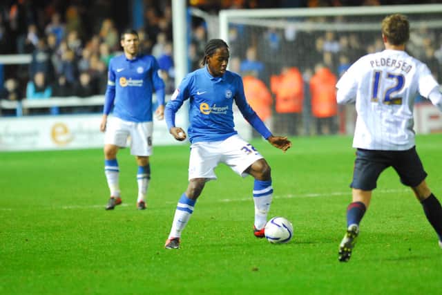 Jermaine Anderson during his Posh debut aged 16 against Blackburn in 2012.