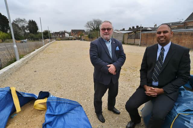 Dr Neil Modha with Wayne Fitzgerald at the Thistlemoor Medical Centre -  the proposed site for a new hydrotherapy pool. EMN-221204-192309009