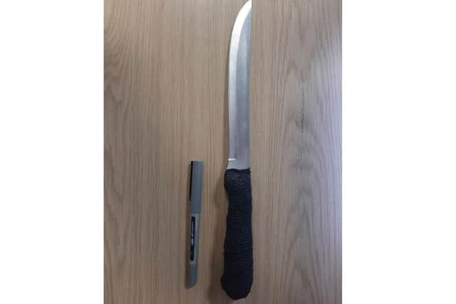 The knife found by the police.