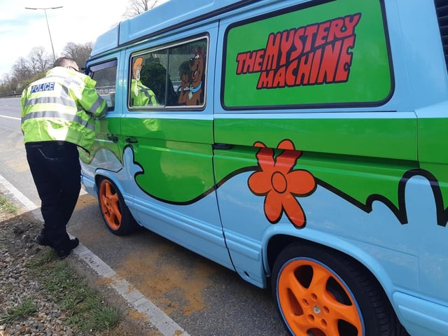 This Scooby Doo Mystery Machine was spotted on the roads by officers this week. Officers took to Twitter and said "the vehicle's MOT was also a mystery - but unfortunately the driver didn't have a Scooby. The driver would've got away with it - if it wasn't for those meddling officers." Mystery solved: driver reported.