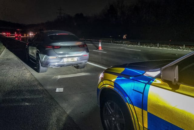 The driver of this vehicle was unable to maintain a constant speed, remain in his lane and failed to react to advance signage for lane closures on the M1 - almost taking out a section of cones. The driver failed to provide a breath sample at the roadside and was arrested.