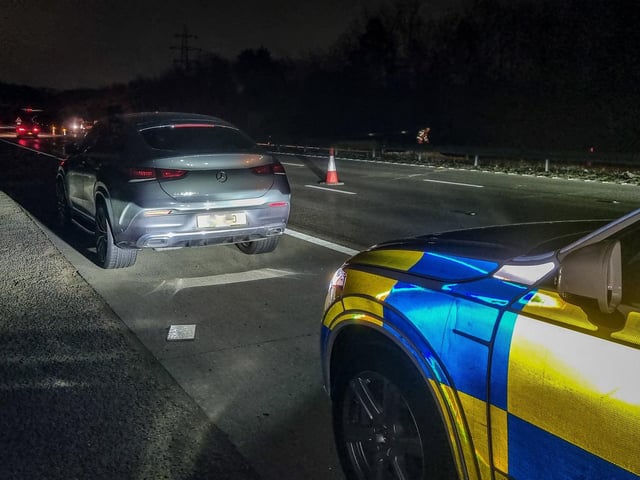 The driver of this vehicle was unable to maintain a constant speed, remain in his lane and failed to react to advance signage for lane closures on the M1 - almost taking out a section of cones. The driver failed to provide a breath sample at the roadside and was arrested.