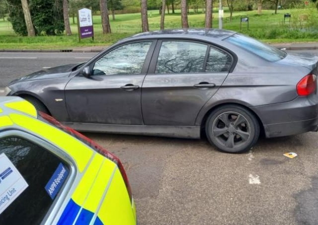 The driver of this vehicle had no insurance, was a revoked licence holder, had no Vehicle Excise Duty, a bald tyre and no MOT. Driver reported and vehicle seized.