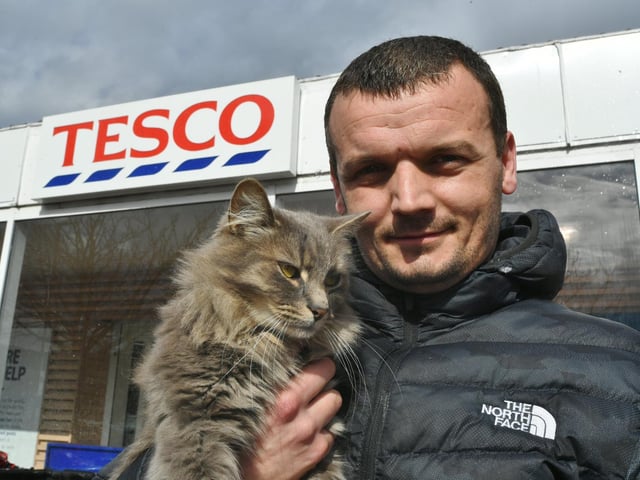 Kyle Orange, 33, with Frank.