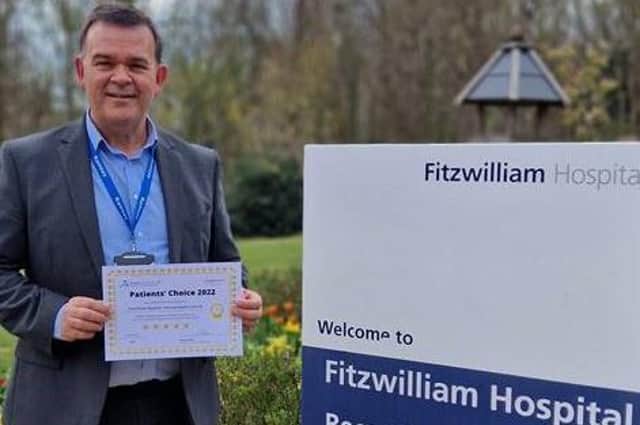 Fitzwilliam Hospital director, Carl Cottam with the hospital's Patients’ Choice Award 2022.