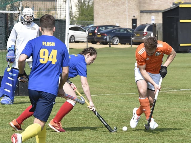 Brummitt hockey tournament at Bretton Gate. Action from  Jurassic Beavers v Ragamuffins. Photo: David Lowndes