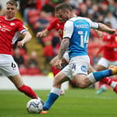 Jack Marriott of Peterborough United scores the opening goal of the game against Barnsley. Photo: Joe Dent/theposh.com.