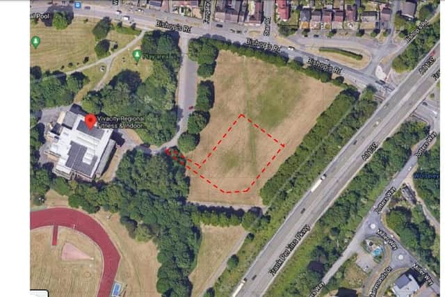 A map showing the proposed area of the new car park serving the Regional Pool.