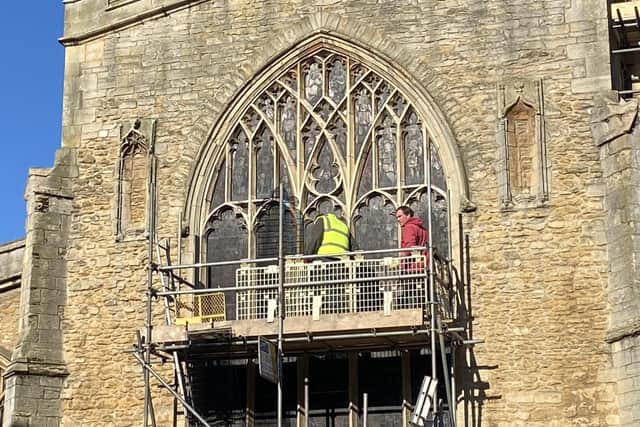 The work to protect the windows has begun. Pic: St John's Church