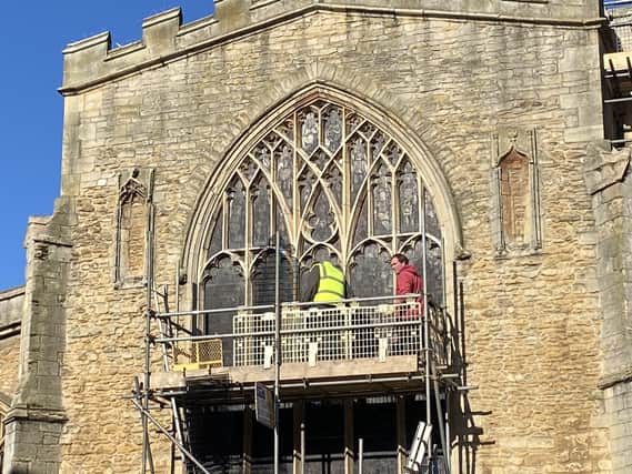 The work to protect the windows has begun. Pic: St John's Church