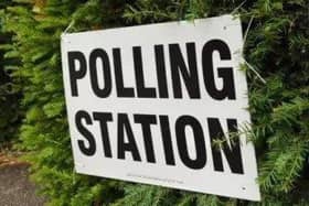Polling station sign in Peterborough