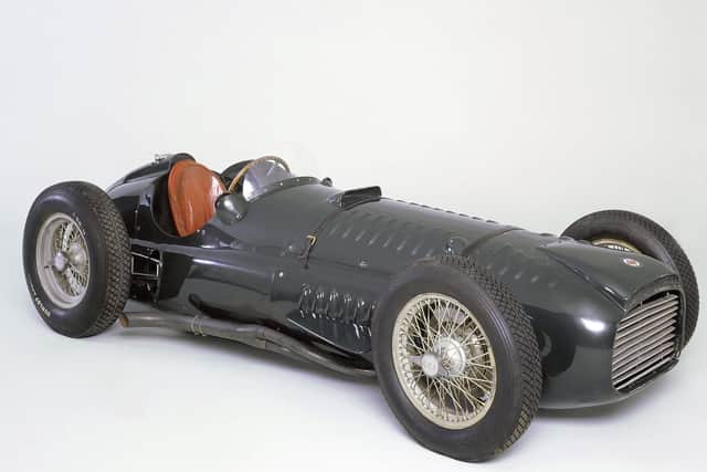 An example of the BRM V16 1950 in the National Motor Museum. SUS-140821-134749002