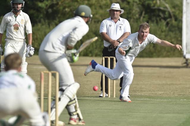 Stuart Dockerill bowling for Castor CC.