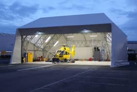 The air ambulance in the new hanger