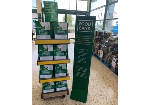 Food Bank Pick Up Packs in the Bellona Drive Morrisons store in Stangroud.