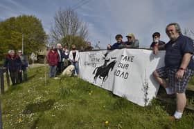 Upton villagers road protest.