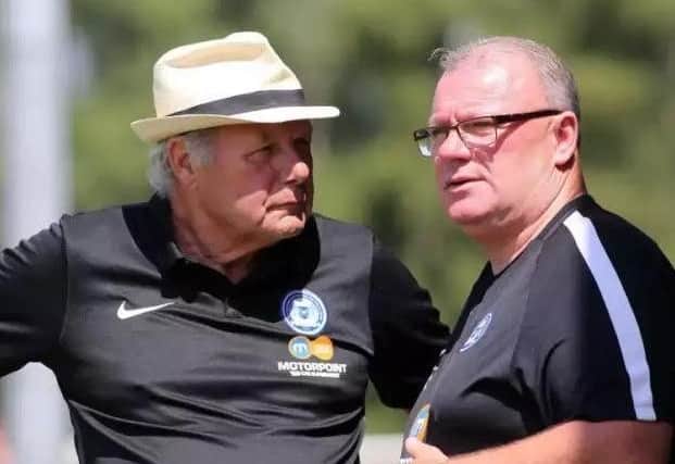 Barry Fry (left) with former Posh boss Steve Evans.