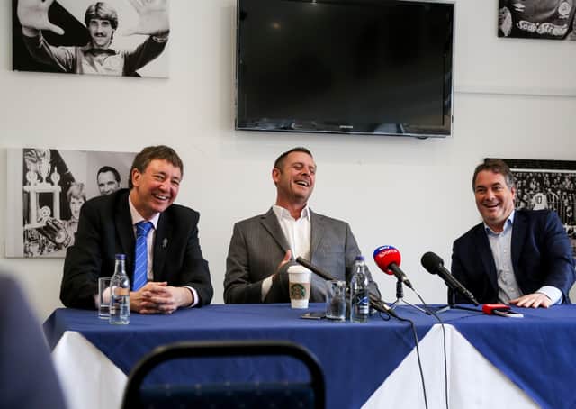 Posh co-owners from left Dr Jason Neale, Darragh MacAnthony and Stewart 'Randy' Thompson.