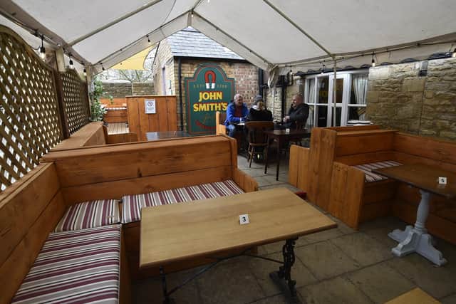 Cross Keys beer garden at King's Cliffe EMN-210427-225138009