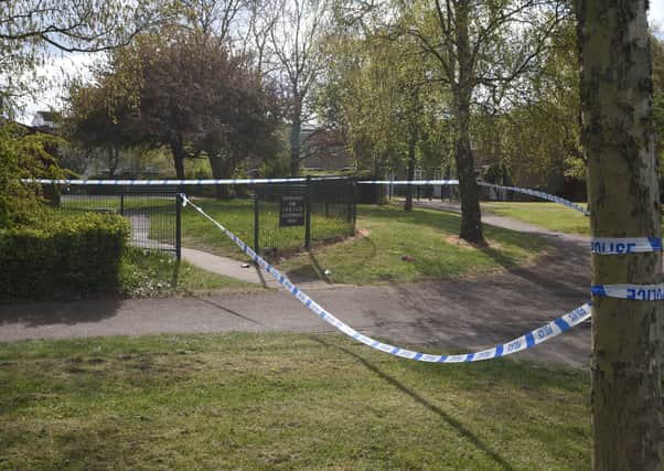 Police tape cordons off an area of  St John's Street, Eastgate on Saturday.