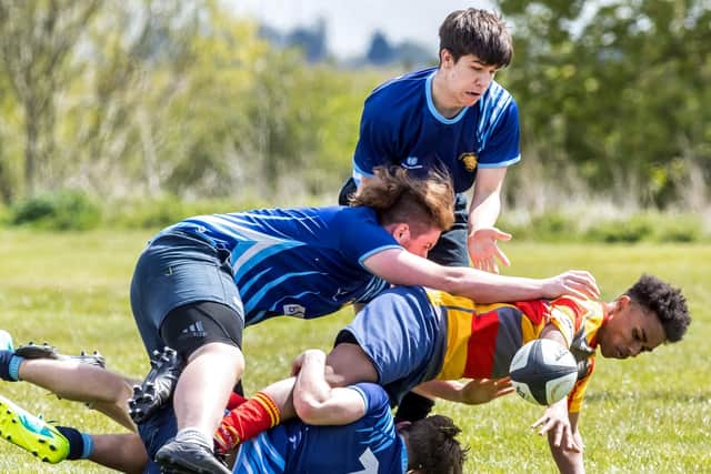 Action from Borough Under 18s v Peterborough Lions (blue). Photo: Mick Sutterby.